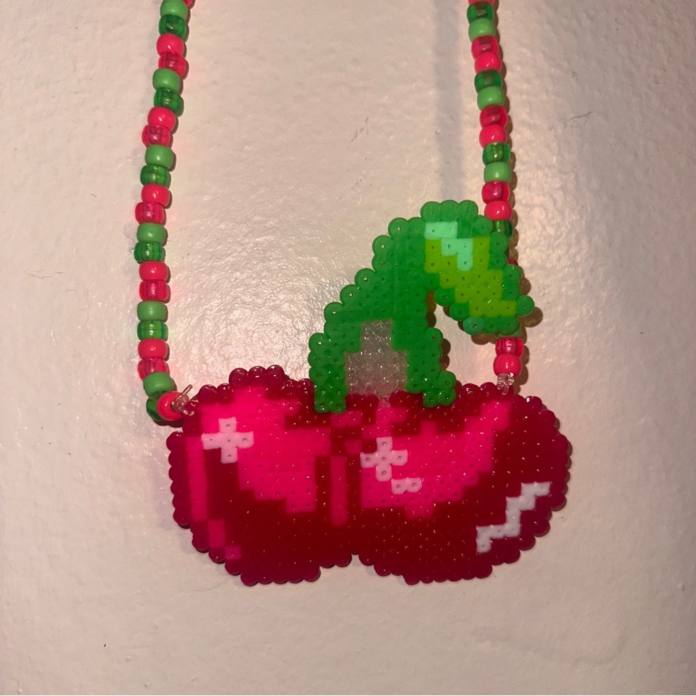 Cherry Perler Necklace